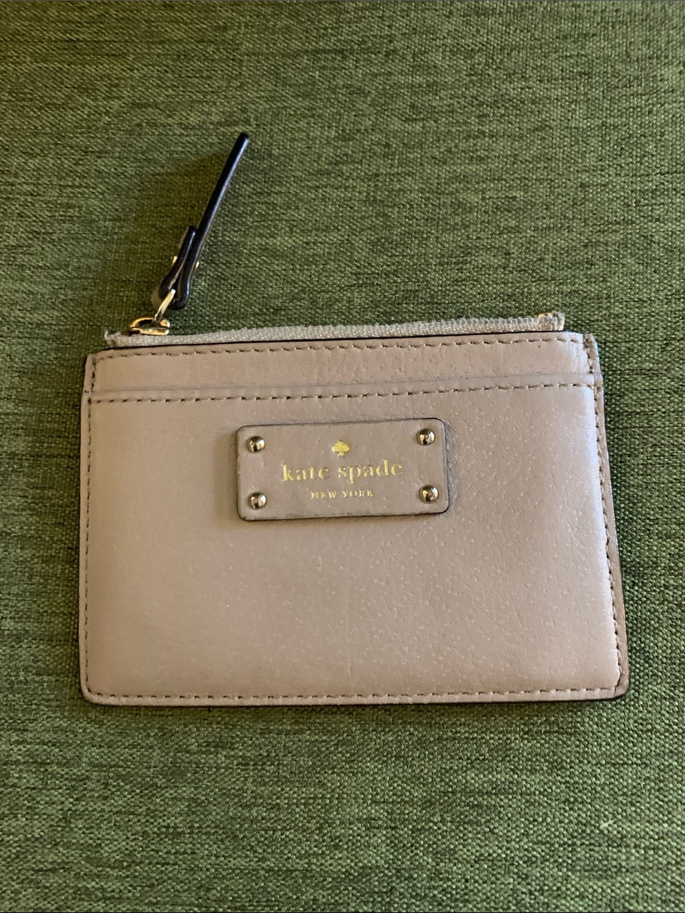 kate spade blush pink leather zip card case